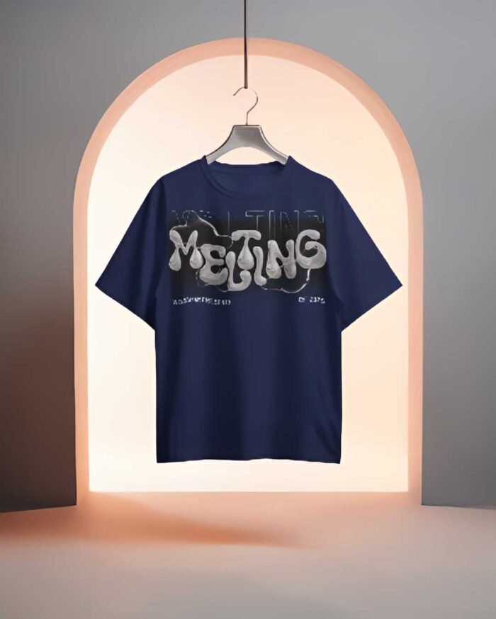 1000241255 MELTING REALITY – Oversized Navy Blue Graphic Tee - Image 1